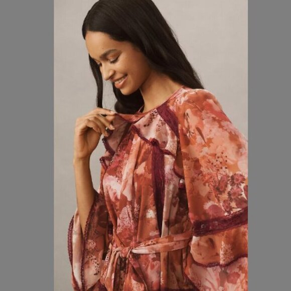 NWT BHLDN Camila Long Sleeve Chiffon Mini Dress Pink Medium - Picture 3 of 16